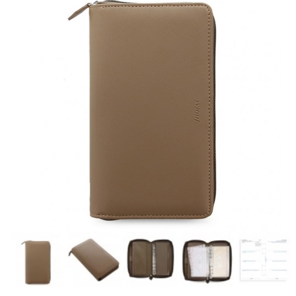 FiloFAX Saffiano Compact Zip Organizer Fawn